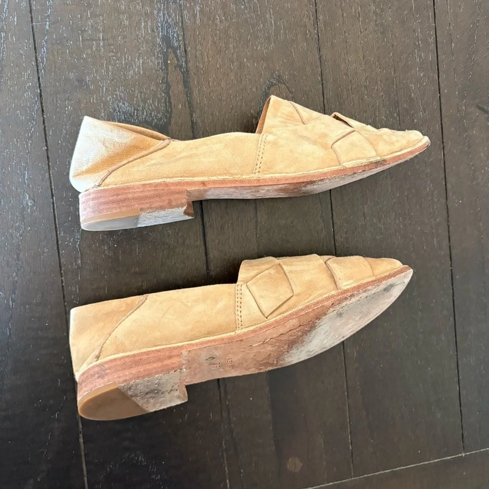 Aerin‎ for Anthro Sahara Hawley Suede Leather Woven Loafers Flats 7.5